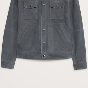 Premium Quality <b>Suede</b> <b>Leather</b> <b>Jacket</b> Stand Collar Front Logo Soft Touch Material Breathable Eco-Friendly Casual Outerwear - Product Image 3
