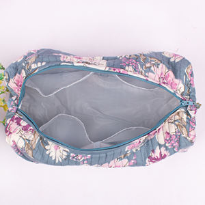 Best Floral Printed <b>Makeup</b> Bag Cotton Quilted Handmade Zipper Closer Toiletry For Gift Travel Promotional Cosmetic Purpose Pouch - Product Image 5