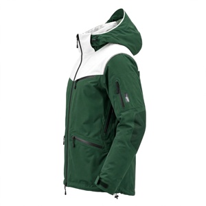 <b>Men's</b> Waterproof Fleece Ski <b>Jacket</b> Green <b>White</b> Autumn Sporty Style Stand Collar Zipper Closure Outdoor Wear Polyester Shell - Product Image 6