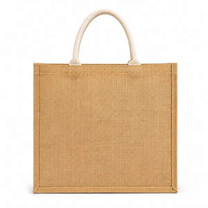 กระเป๋าช้อปปิ้งผ้ากระสอบขนาดใหญ่ หูหิ้วเชือก สีธรรมชาติ - Product Image 1