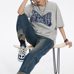 เสื้อยืดโอเวอร์ไซส์สั่งทำพิเศษ ผ้าฝ้าย 100% เสื้อยืดสตรีทแวร์ชายหญิง ปักตัวอักษร แฟชั่นลำลอง เสื้อยืดขายส่ง - Product Image 4