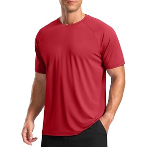 T-shirt tricoté rouge à manches courtes et col rond pour homme 2026, couleur unie, coupe classique, décontracté, séchage rapide, en tissu jersey, idéal pour la gym - Product Image 1