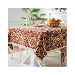 Classic GOTS Certified 220 GSM Anti-Wrinkle Embroidered Printed Floral Tablecloth Rectangle Cotton Linen Washable Home Use - Product Image 4