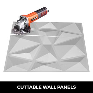 Confezione da 13 19.7x19.7 pollici bianco diamante 3D PVC pannelli ondulati per decorazione della parete interna testurizzati 3D 32 piedi quadrati - Product Image 5