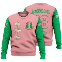 Sweat-shirt universitaire unisexe Alpha pour femme, col rond rose, imprimé brodé, décontracté, en polaire, écologique, pour l'hiver