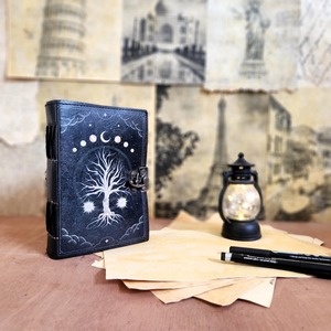 Tree Leather Saddle Stitched A6 <b>Diary</b> Journal with 100 Deckle Edge Sheets (8x6 Inch)-Gift Edition - Product Image 4