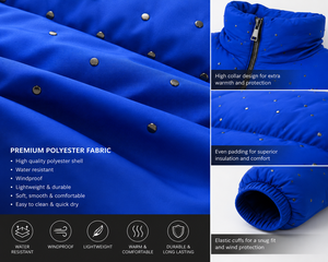 Custom Men Royal Blue Puffer Jacket <b>Winter</b> <b>Quilted</b> Bubble Coat Lightweight Warm Insulated Zip Up Jacket OEM Wholesale Fectory - Product Image 5