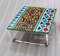 Cadeau de luxe moderne et unique au design du Ramadan Décoration de la maison Bocaux en acrylique Couvercle en bois imprimé sur mesure Dessert pour le ramadan Cadeaux de l'Aïd