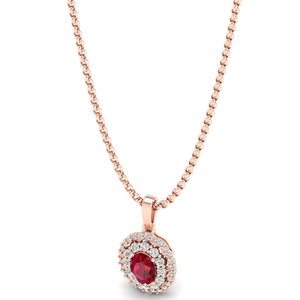 REYES Venta al por Mayor de Pendientes de Rubí Ovalados de 0.75 Quilates, Joyería de Lujo para Novia, Oro Rosa de 14K con Moissanita - Product Image 2