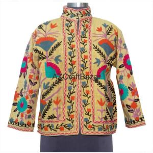 Chaqueta Bomber de Mujer con Cuello en V, Diseño Floral Vintage, Bordado a Máquina, Transpirable, de Secado Rápido, Ecológica, de Algodón Tejido - Product Image 1