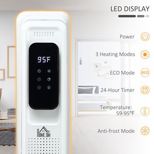 Caminetto Elettrico Indipendente con Riscaldamento 161 Sq. Stufa Elettrica a Cristalli di Carbonio, Capacità 600/900/1500 W, Bianca, 3 Modalità, Timer, Telecomando - Product Image 5