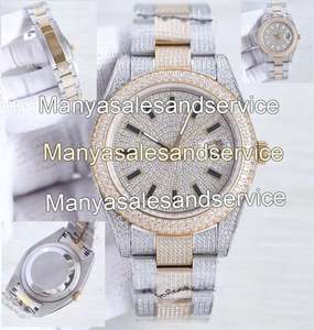 Montre de luxe pour homme en acier inoxydable avec cadran en verre Moissanite VVS, bracelet automatique, fermoir, résistance à l'eau 10 bars, boîtier bicolore, 40 mm - Product Image 3