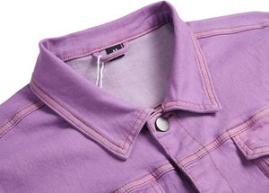 Veste en jean décontractée pour homme, col montant, simple boutonnage, longueur standard, couleur unie, en coton, à vendre - Product Image 2