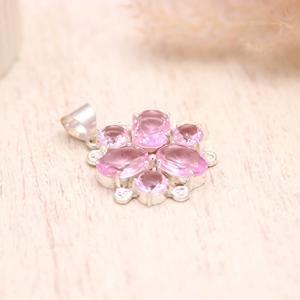 Kunzite Pendant Sterling Silver, Pink Gemstone <b>Necklace</b>, October Birthstone Jewelry, Gift for Her - Product Image 2