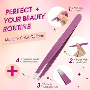 9 pinces à épiler de précision incurvées et pointues en acier inoxydable pour sourcils, poils incarnés et points noirs - Aiguille tranchante écologique - Product Image 5