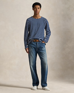 Camiseta de manga larga a rayas azul marino y blanco para hombre, camiseta informal de algodón con cuello redondo, corte ajustado, camiseta básica para otoño y primavera - Product Image 3