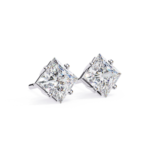 Pendientes de Oro Sólido de 10K con Moissanita Corte Princesa de 6x6 mm, 2.40 CT, Engaste de 4 Puntas, Joyería Fina Elegante para Mujer - Product Image 2