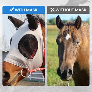 Máscara Antimoscas para Caballos de Punto de Polialgodón de la Mejor Calidad, con Red para las Orejas, Transpirable, en Varios Colores, para el Cuidado Equino - Product Image 3