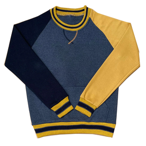 Sweat-shirt surdimensionné à col rond Alpha personnalisé, color-block – Pull en molleton doublé noir pour homme, style fraternité, vente en gros, hiver - Product Image 1