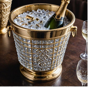Indian-made Contemporary Amber-tinted Ribbed Metal Durable Portable Beverage <b>Bucket</b> Chills Wine Elegantly Available Wholesale - Product Image 5
