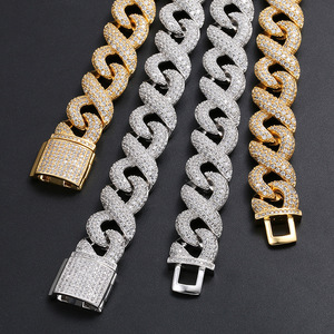 Cadena Cubana de Plata 925 con Diamantes de Moissanita para Hombre, Collar de Eslabones Bicolor con Incrustaciones, Joyería de Lujo Estilo Hip Hop, Regalo para Hombre, Estilo Personalizado - Product Image 4