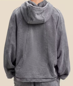 Sudadera con Capucha Vintage 100% Algodón para Hombre, con Estampado Serigrafiado, Logotipo Personalizado Bordado, Lavado Ácido, Tejido Grueso, Corte Regular - Product Image 3
