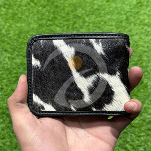 Premium Western Cowhide Leather <b>Wallet</b> Handmade Mens Compact <b>Money</b> Holder With Rustic Fur Surface - Product Image 3
