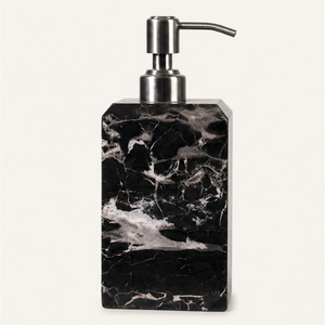 Distributeur de savon moderne en marbre noir écologique avec pompe en acier inoxydable, flacon de lavage des mains liquide naturel pour salle de bain d'hôtel 5 étoiles - Product Image 3