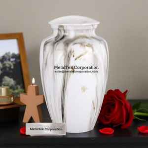 Urne funéraire de luxe en marbre texturé pour cendres humaines, grande urne de crémation, vase commémoratif personnalisé en marbre blanc, pot souvenir funéraire - Product Image 5