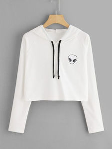 Vente en gros de sweats à capuche courts pour femmes de haute qualité en polaire polyester/coton, avec impression de logo personnalisé et design respirant pour - Product Image 2