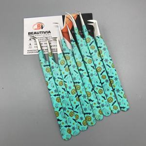 Pinzas de extensión de pestañas de acero inoxidable con logotipo personalizado de alta calidad recubiertas de papel para uso profesional punta puntiaguda - Product Image 3