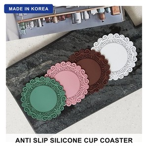 Sous-verre coréen antidérapant en silicone, rond, pour thé et café, résistant à la chaleur, pour café et maison - Product Image 1