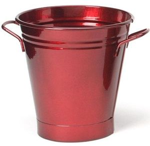 Maceta pequeña de metal rojo para plantas verdes y flores - Product Image 1