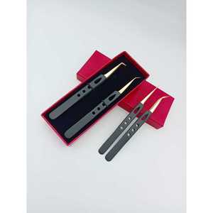 Pince à épiler pour cils en acier inoxydable de qualité salon, confortable et précise, avec pointe lisse et emballage en boîte - Product Image 1