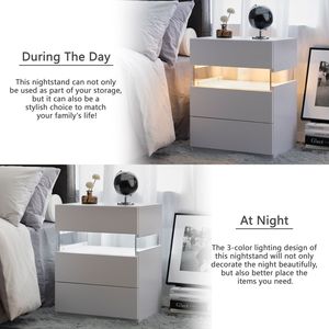 <b>LED</b> 3-Drawer Dresser with Acrylic Board Nightstands for Bedroom and Living Room <b>Bedside</b> <b>Table</b> and Furniture - Product Image 5