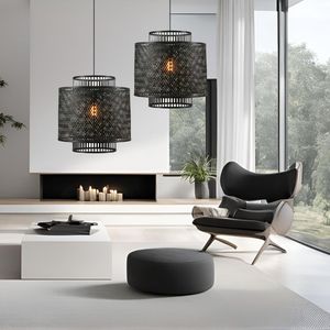 Premium Bamboo <b>Ceiling</b> <b>Light</b> Vintage Inspired Woven Lamp for Indoor Space and Relaxing Atmosphere - Product Image 2