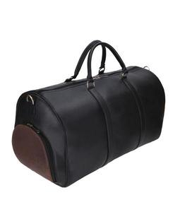 Sac de voyage de luxe en cuir véritable noir résistant à l'eau 30-40L avec fermeture éclair unisexe pour la gym, les voyages, le week-end, décontracté, avec poignée souple - Product Image 4