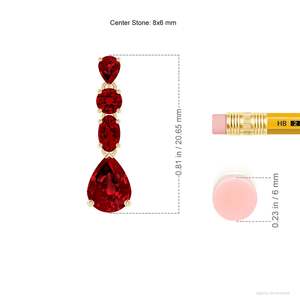 Pendientes de Oro Amarillo de 14K con Rubí Natural en Forma de Pera, Corte Ovalado y Redondo, Joyería Fina de Lujo para Novia, Regalo para Comprometida - Product Image 2