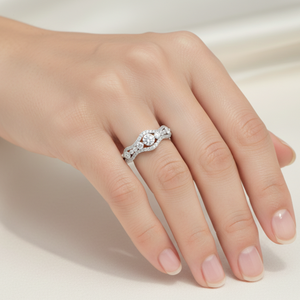 Elegante Anillo de Compromiso de Diseño con Diamantes Cultivados en Laboratorio, Plata de Ley 925, Oro Sólido de 14K y 18K, Corte Redondo en Racimo - Product Image 6