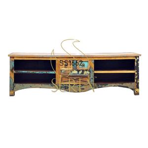 Designer Handcrafted Indian <b>Vintage</b> Wooden Iron <b>TV</b> <b>Unit</b> for Hotels and Resorts Elegant Living Room Furniture with <b>TV</b> Lift - Product Image 1