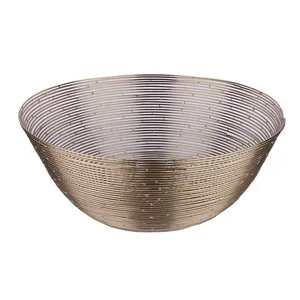 Metal Round wired Gold Plating Baskets with welding barks fruits basket bowl tableware and kitchenware multipurpose bowl