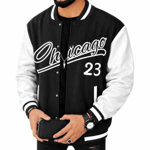 M.BAANI <b>Men's</b> Winter Eco-Friendly Bonded Fleece Fabric Formal Turtleneck Collar Embroidered <b>Letter</b> Print Slogan Graphic <b>Jacket</b> - Product Image 1