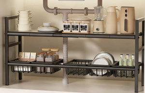 Organizador de Dos Niveles Expandible para Debajo del Fregadero, Estante de Almacenamiento de Acero al Carbono Ajustable, OEM/ODM Vietnam - Product Image 4