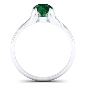 Anillos de plata de ley 925 de lujo REYES con moissanita certificada GRA para mujer, corte redondo, 0.84 quilates, con gema esmeralda. - Product Image 4