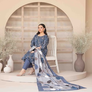 Belle robe Panjabi en viscose trois pièces élégante pour femmes tenue décontractée pakistanaise mariages fêtes autres occasions conçues - Product Image 2