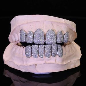 Grillz dentaire unisexe en argent 925 et moissanite, style Hip Hop, micro-incrustation, ensemble complet, pour usage quotidien - Product Image 2