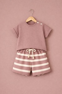 Ensemble T-shirt et short pour garçons en 95% bambou et 5% élasthanne, tenue douce et respirante pour tout-petits, vêtements pour bébés personnalisés, OEM, marque privée - Product Image 2