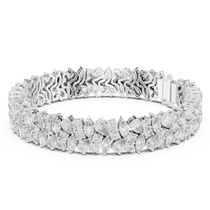 Pulsera de tenis de lujo con diamantes cultivados en laboratorio de 13.5 quilates, corte mixto, chapada en rodio, oro blanco de 18 quilates, certificada, para mujer, uso diario/oficina - Product Image 1