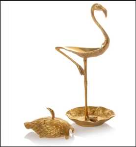 ที่ใส่เครื่องประดับและของจุกจิกทรงนกฟลามิงโกทองเหลือง  มีจำหน่ายในราคาขายส่งถูกจากโรงงานโดยตรงจากอินเดีย - Product Image 3