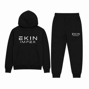 Men's Premium Fleece Hoodie and Jogger Tracksuit Set Custom Black Pullover Hoodie and Sweatpants Set Men's Cotton Blend Hooded - Product Image 2